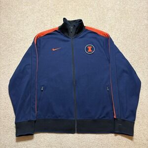 Nike Illinois Fighting Illini Jacket Mens 2XL Blue NCAA Basketball Striped Track